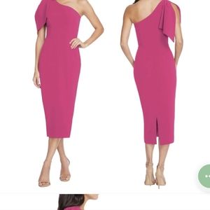 Dress The Population Tiffany One Shoulder Bow Dress Pink Size XS NWT